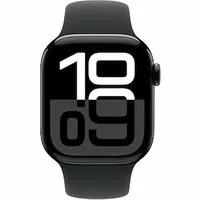 Apple Watch Series 10 LTE 42mm Diamantschwarz Aluminiumgehäuse mit schwarzem Sportarmband – M/L