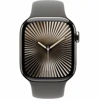 Apple Watch Series 10 LTE 42mm Natural Titangehäuse mit Stone Grey Sportarmband – S/M