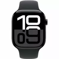 Apple Watch Series 10 LTE 46mm Diamantschwarz Aluminiumgehäuse mit schwarzem Sportarmband – M/L