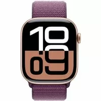 Apple Watch Series 10 LTE 46mm Rose Gold Aluminiumgehäuse mit Plum Sport Loop