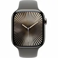 Apple Watch Series 10 LTE 46mm Natural Titangehäuse mit Stone Grey Sportarmband – M/L