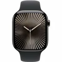 Apple Watch Series 10 LTE 46mm Slate Titangehäuse mit schwarzem Sportarmband - M/L