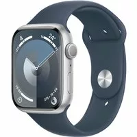 Apple Watch Series 9 GPS 45mm Aluminium Silber Sportarmband Sturmblau - M/L