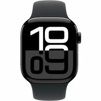 Apple Watch Series 10 LTE 42mm Diamantschwarz Aluminiumgehäuse mit schwarzem Sportarmband - S/M