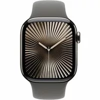 Apple Watch Series 10 LTE 42mm Natural Titangehäuse mit Stone Grey Sportarmband - M/L