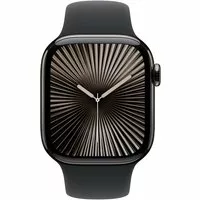 Apple Watch Series 10 LTE 42mm Slate Titangehäuse mit schwarzem Sportarmband - M/L