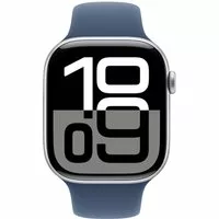 Apple Watch Series 10 LTE 46mm Silver Aluminiumgehäuse mit Denim Sportarmband - M/L