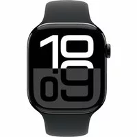Apple Watch Series 10 LTE 46mm Diamantschwarz Aluminiumgehäuse mit schwarzem Sportarmband - M/L
