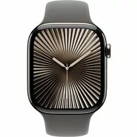 Apple Watch Series 10 LTE 46mm Natural Titangehäuse mit Stone Grey Sportarmband - S/M