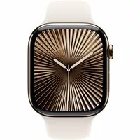 Apple Watch Series 10 LTE 46mm Gold Titangehäuse mit Starlight Sportarmband - M/L