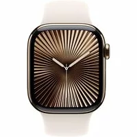 Apple Watch Series 10 LTE 42mm Gold Titangehäuse mit Starlight Sportarmband - S/M