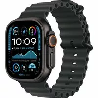Apple Watch Ultra 2 LTE 49mm schwarzes Titan Gehäuse mit schwarzen Ozean Armband