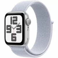Apple Watch SE GPS 44mm Alu Silber Sport Loop Armband Blue Cloud
