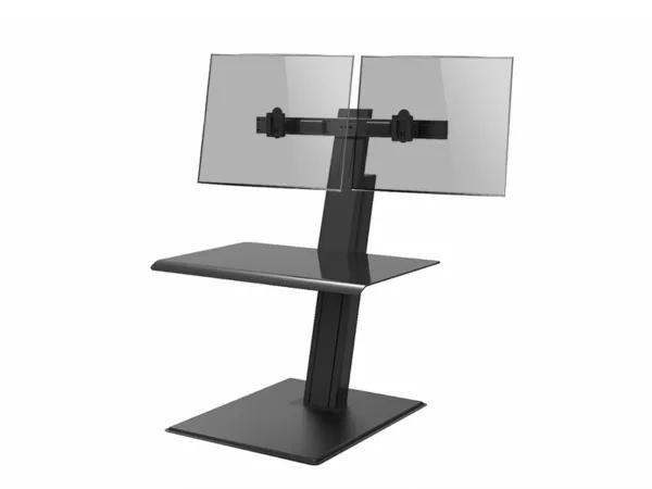 Humanscale QuickStand Eco Steh-Sitz Arbeitsplatz mit 2-fach Monitorhalter, schwa...