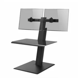 Humanscale QuickStand Eco Steh-Sitz Arbeitsplatz mit 2-fach Monitorhalter, schwa...