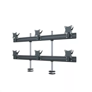 MonLines MTH207B Flat 3+3 Display Tischhalterung Einbau bis 32 Zoll, schwarz