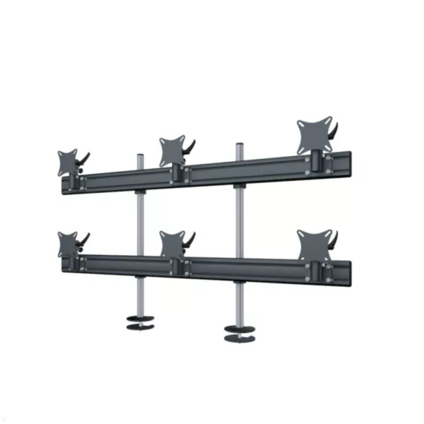 MonLines MTH207B Flat 3+3 Display Tischhalterung Einbau bis 32 Zoll, schwarz