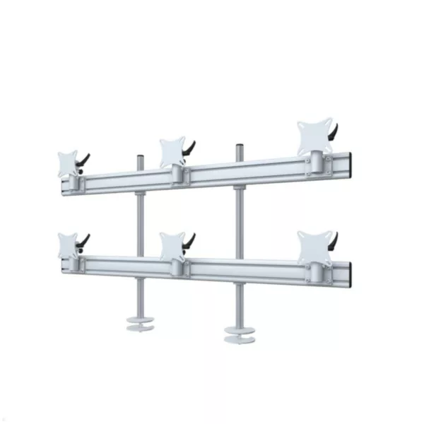 MonLines MTH207G Flat 3+3 Display Tischhalterung Einbau bis 32 Zoll, grau