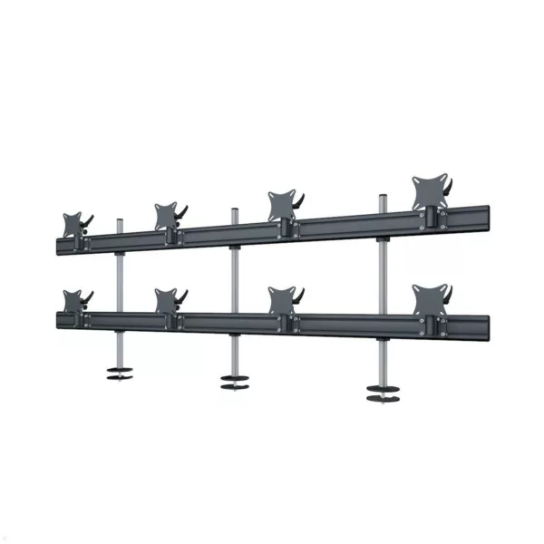 MonLines MTH212B Flat 4+4 Monitor Tischhalterung Einbau bis 32 Zoll, schwarz