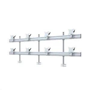 MonLines MTH212G Flat 4+4 Monitor Tischhalterung Einbau bis 32 Zoll, grau