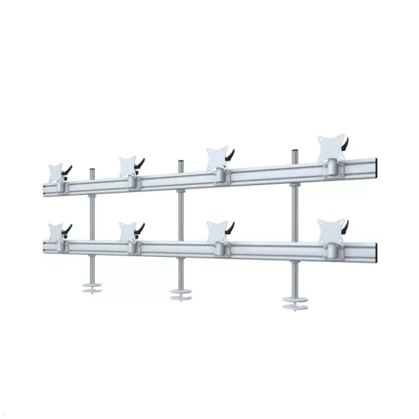 MonLines MTH212G Flat 4+4 Monitor Tischhalterung Einbau bis 32 Zoll, grau