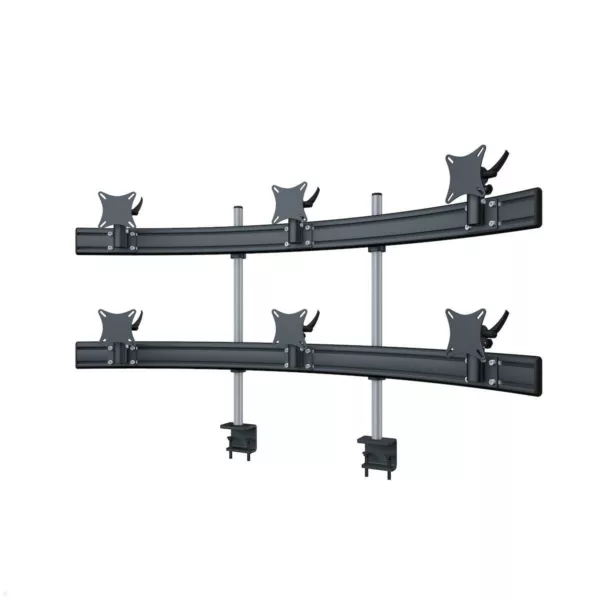 MonLines MTH249B Para 3+3 Monitor Tischhalterung Tischklemme bis 32 Zoll, schwar...