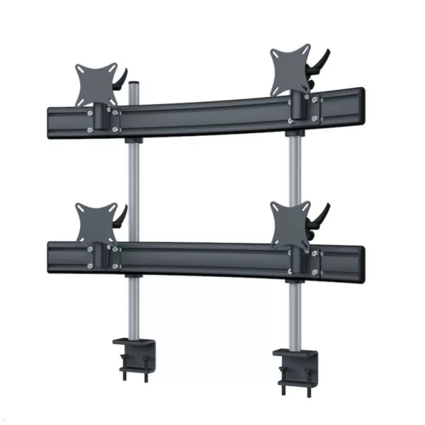 MonLines MTH280B Para 2+2 Monitorhalterung mit Tischklemme bis 32 Zoll, schwarz