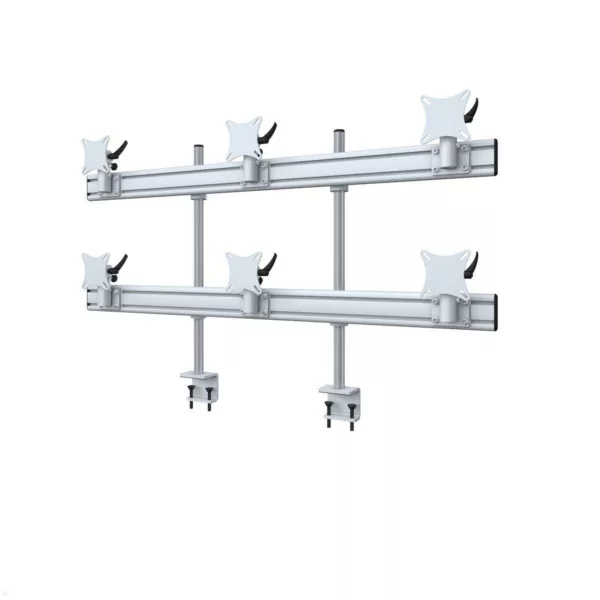 MonLines MTH282G Flat 3+3 Monitorhalterung mit Tischklemme bis 32 Zoll, grau