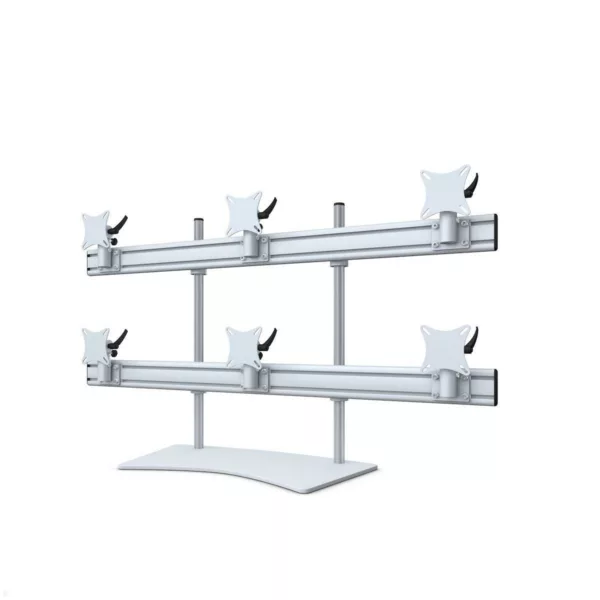 MonLines MTH286G Flat 3+3 Monitorhalterung mit Tischstandfu? bis 32 Zoll, grau