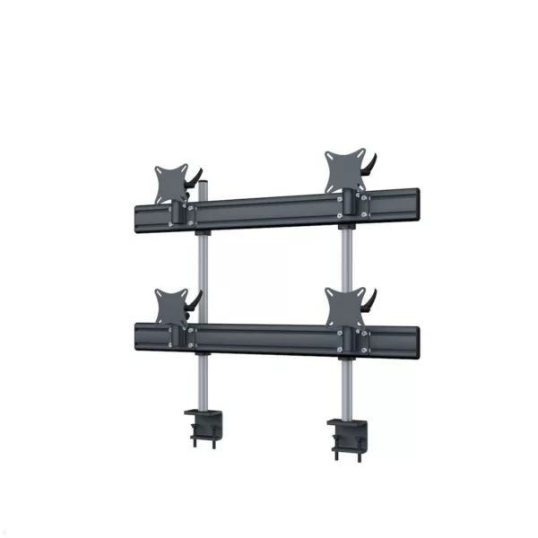 MonLines MTH290B Flat 2+2 Monitorhalterung mit Tischklemme bis 32 Zoll, schwarz