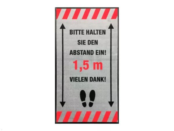 Novus Fu?matte Corona Abstand halten 85x150 cm, grau lang