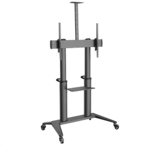 PureMounts PDS-0012C TV St?nder mit Rollen und Ablagefach, schwarz