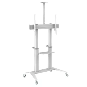 PureMounts PDS-0013C TV St?nder mit Rollen und Ablagefach, wei?