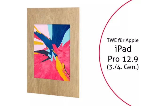 TabLines TWE071O Tablet Wandeinbau f?r Apple iPad Pro 12.9 (3./4. Gen.), Eiche