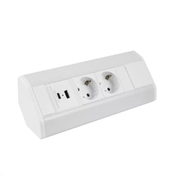 TecLines TAS003W 2-fach Ecksteckdose mit USB A/C Charger, wei?