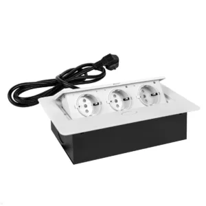 TecLines TES011W 3-fach Einbausteckdose mit 3m Kabel, wei?