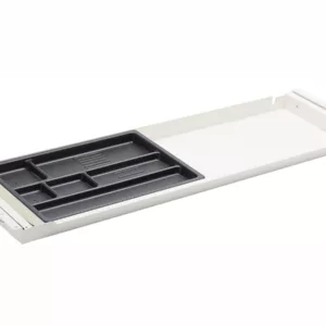TecLines TUS002W Untertisch Schublade mit Kunststoffeinsatz L inkl. Schloss, wei...