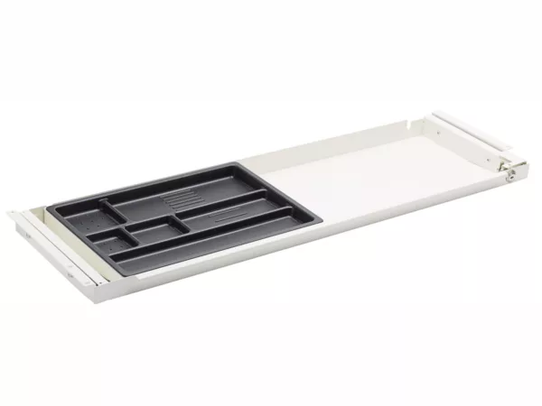 TecLines TUS002W Untertisch Schublade mit Kunststoffeinsatz L inkl. Schloss, wei...