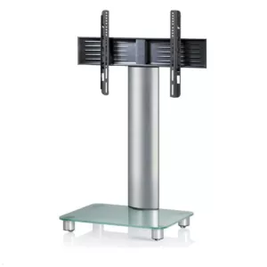 VCM Tosal Mobiler TV St?nder ohne Regal bis 70 Zoll, Mattglas, silber