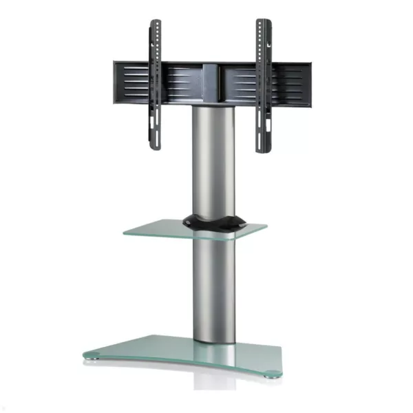 VCM Zental TV Standfu? mit Ablage bis 70 Zoll, Mattglas, silber