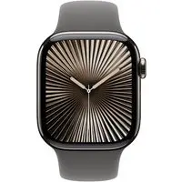 Apple Watch Series 10 LTE 42mm Natural Titangehäuse mit Stone Grey Sportarmband - M/L