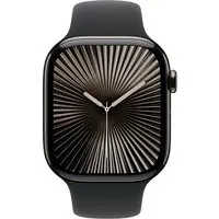 Apple Watch Series 10 LTE 46mm Slate Titangehäuse mit schwarzem Sportarmband - M/L