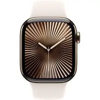 Apple Watch Series 10 LTE 42mm Gold Titangehäuse mit Starlight Sportarmband - M/L