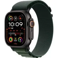 Apple Watch Ultra 2 LTE 49mm schwarzes Titan Gehäuse mit dunkelgrünem Alpin Armband - S