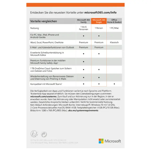 Microsoft 365 Single - 12 Monate für 1 Nutzer (5 Geräte), 1 TB Cloudspeicher – Bild 2