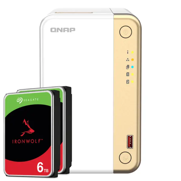 QNAP TS-262-4G 12TB Seagate IronWolf NAS-Bundle NAS inkl. 2x 6TB Seagate IronWolf 3.5 Zoll SATA Festplatte – Bild 2