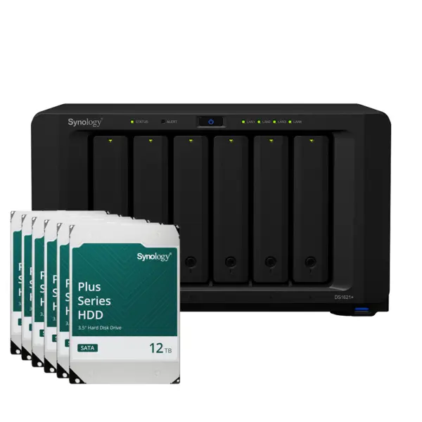 Synology DS1621+ 72TB Plus HDD NAS-Bundle NAS inkl. 6x 12TB Synology Plus HDD 3.5 Zoll SATA Festplatte – Bild 2
