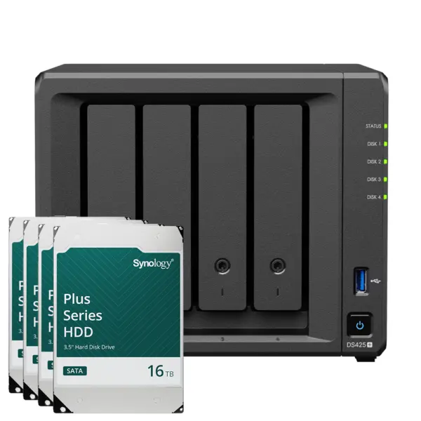 Synology DS425+ 64TB Synology Plus HDD NAS-Bundle NAS inkl. 4x 16TB Synology Plus HDD 3.5 Zoll SATA – Bild 2