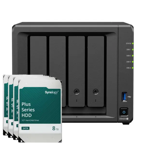 Synology DS425+ 32TB Synology Plus HDD NAS-Bundle NAS inkl. 4x 8TB Synology Plus HDD 3.5 Zoll SATA – Bild 2