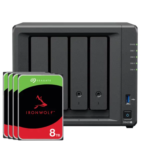 Synology DS423+ 32TB IronWolf NAS-Bundle NAS inkl. 4x 8TB IronWolf 3.5 Zoll SATA Festplatte – Bild 2